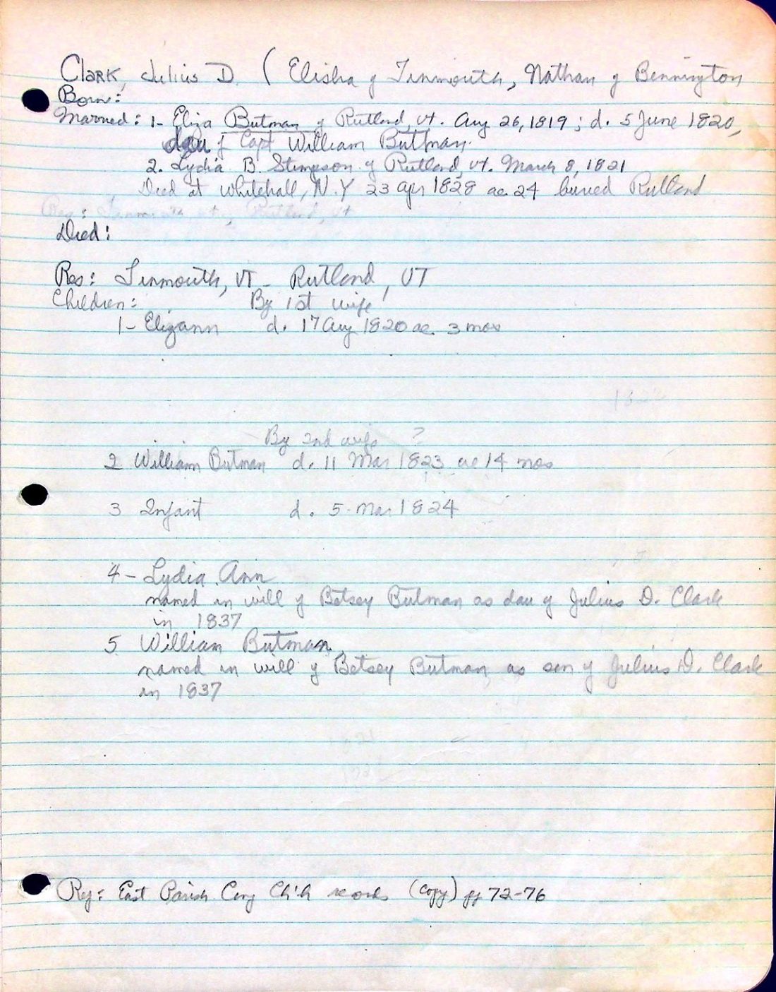 CLARK, Julius D. (n.d.) BUTMAN STIMPSON